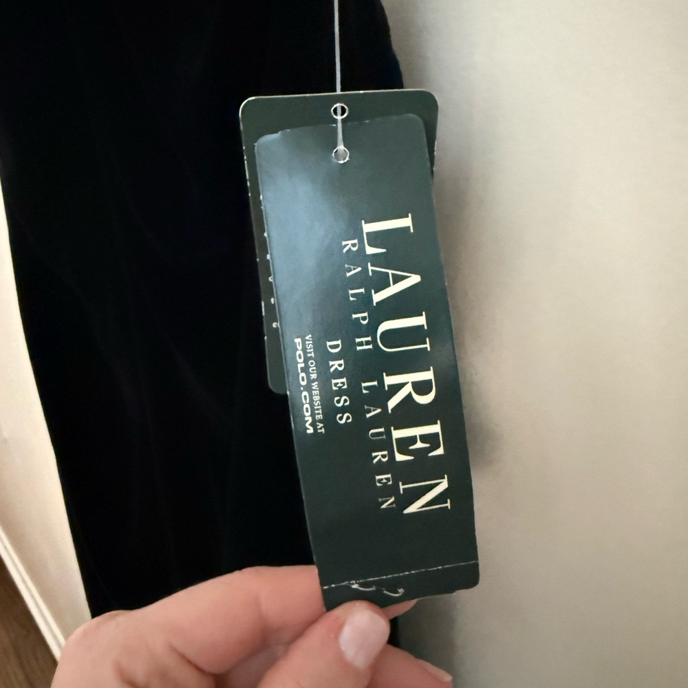 NWT Ralph Lauren Velvet Black Halther Midi Dress - Picture 2 of 9